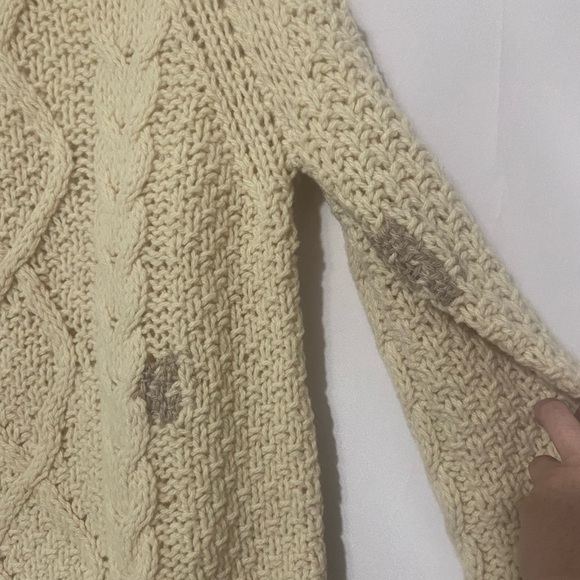 Blairmoor Original Italian vintage cream chunky cable knit sweater L - Picture 6 of 7